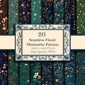 Wildblumen Muster digitales Papier für Scrapbook nahtlose Muster dunkle Blumen druckbare digitale Papier Pack für kommerzielle Nutzung Instant Download