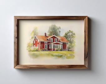 Portret domu na zamówienie, spersonalizowane malowanie domu, akwarela, sztuka domowa, prezent na nowy dom, prezent na zamknięcie transakcji z agentem nieruchomości, ilustracja domu na zamówienie, dekoracja ścienna