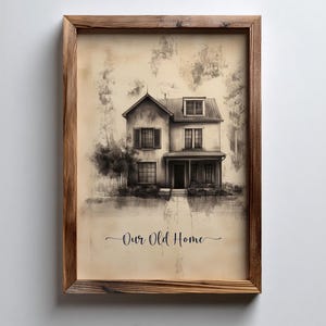 Spersonalizowany ołówek, portret domowy, rysunek węglem, spersonalizowany szkic, ilustracja domu, czarno-biała sztuka domowa, nowy prezent do domu, niestandardowa sztuka zdjęcie 13