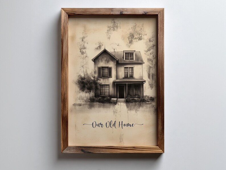 Spersonalizowany ołówek, portret domowy, rysunek węglem, spersonalizowany szkic, ilustracja domu, czarno-biała sztuka domowa, nowy prezent do domu, niestandardowa sztuka zdjęcie 13