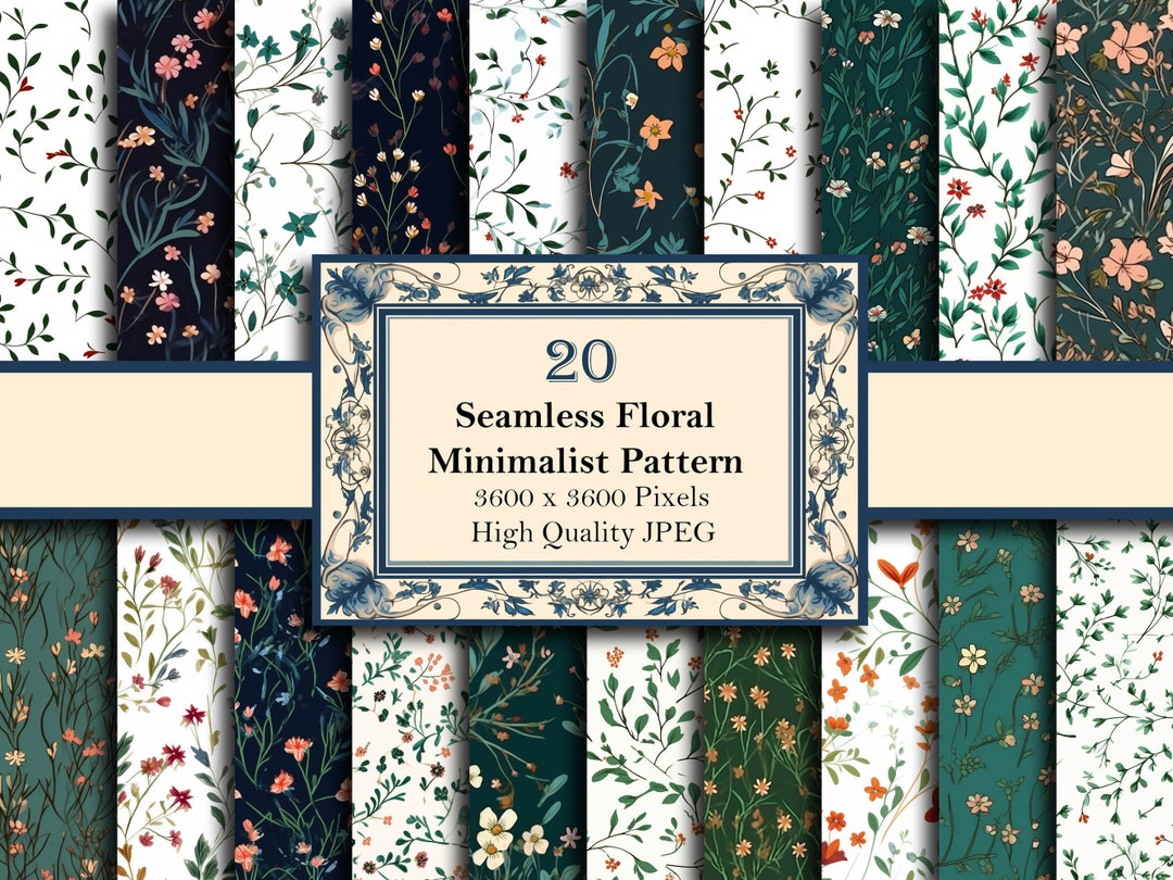 Wildflower Pattern Digital Paper for Scrapbook Seamless Pattern Boho ...