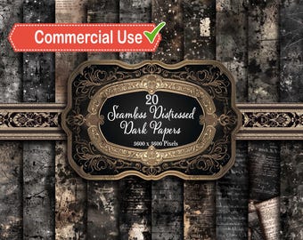 Bezproblemowy, postarzany, ciemnoczarny papier cyfrowy do albumów, do druku, w pakiecie, ciemne, grunge'owe, vintage'owe tło cyfrowe do użytku komercyjnego!