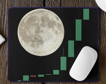 Crypto Currency Mousepad - Rectangle Mouse Pad, Bitcoin Desk Mat, To the Moon Mouse Pad, Finance Office Decor, Blockchain Tech