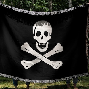 Jolly Roger Flagge gewebte Decke, kuschelige Decke, Piratenflagge Decke, Piraten werfen, Jolly Roger Piraten Decke, Piraten Haus Dekor Geschenk