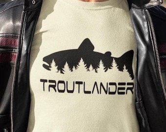 Troutlander Unisex Comfort  Colors T-shirt, Fishing Graphic, Nature Lover Shirt, Outdoor Adventure Clothing, Fisherman Gift, Trout fishing