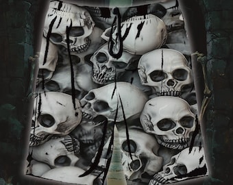 Skull Pattern Polyester Basketball Training Shorts, Skull Art Athletic Shorts, Black and White Print Sport Pants, Funky Print Shorts