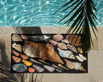 Seashells Beach Towel | Perfect for Summer, Poolside Days, Beach Trips, Beach Houses, Beachy Gifts, Scuba Diving Trips, and Coastal Decor