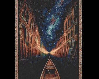 Venice Nights Woven Blanket, Cozy Throw Blanket, Venice Art Throw Blanket, Venice Italy Throw, Winter Blanket, Italian House Decor Gift