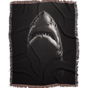 Great White Shark Woven Blanket, Cozy Throw Blanket, Great White Throw, Home Decor, Winter Blanket, Scuba Diver Gift, Beach Lover Gifting