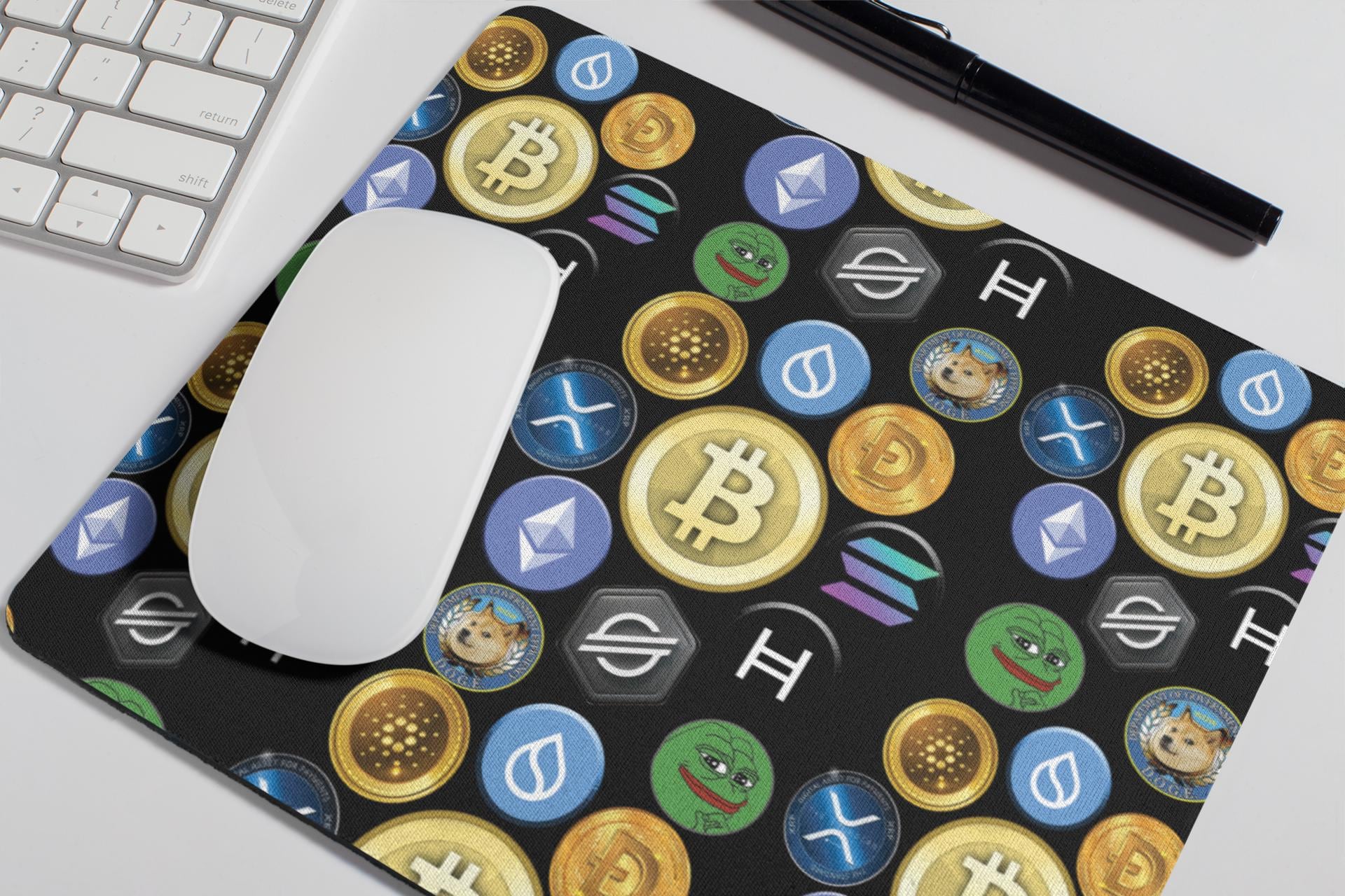 暗号通貨マウスパッド、ビットコインデスクマット、長方形オフィスアクセサリー、金融ギフト、暗号通貨市場の装飾、ブロックチェーンマウスパッド - Etsy  日本