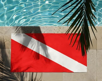 Dive Flag Beach Towel, Ideal for Beach Days, Pool Parties, Summer Vacation, Scuba Diving Gear, Great Gift for Water Enthusiasts