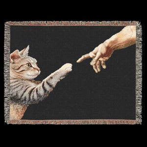 Creation of Cat Woven Blanket, Cozy Throw Blanket, Cat Art Throw Blanket, Kitty Blanket, Winter Blanket, Cat Lover Gift, Cat Mom Gifting