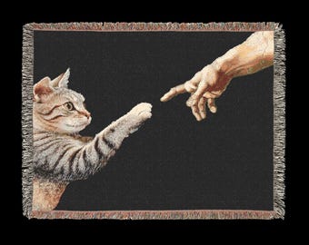 Creation of Cat Woven Blanket, Cozy Throw Blanket, Cat Art Throw Blanket, Kitty Blanket, Winter Blanket, Cat Lover Gift, Cat Mom Gifting