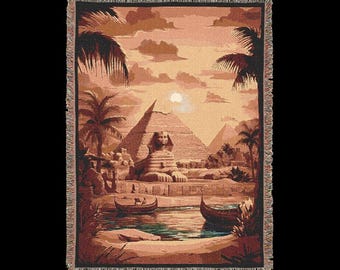 Altes Ägypten gewebte Decke, gemütliche Decke, Ägypten Decke, ägyptische Decke, Winterdecke, Ägypten-Liebhaber-Geschenk, ägyptisches Geschenk