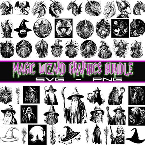 Magic Wizard SVG Bundle, Magical Wizard PNG Files, Magic Wizard Graphics Bundle, Instant Download, Vector Graphics, SVG Bundle, Magic Bundle