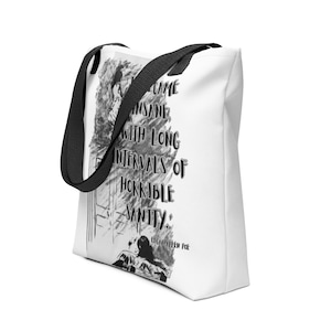 Edgar Allen Poe - Tote Bag - &quot;I became insane, with long intervals of horrible sanity.&quot; - Writers History Quote Fridge Tote Bag