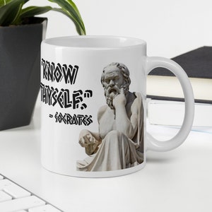 Socrates - MUG - &quot;Know thyself.&quot; - Ancient Greek History Quote Mug