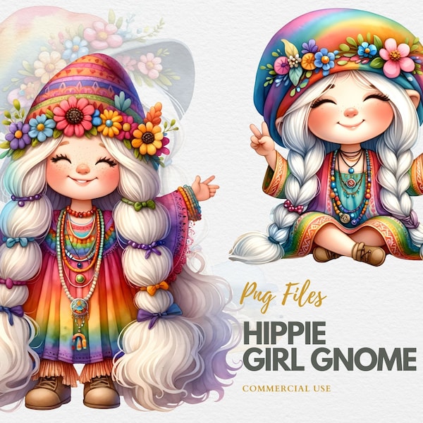 Hippie Girl gnomes png sublimation design download, hand drawn gnomes png, tie dye gnomes png, hippie soul png, sublimate designs download