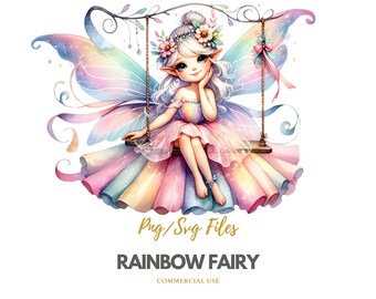 11 Rainbow Fairy Clipart bundle png,Spring Fairy png,Fairy Illustration Spring png,Mixed Media,Digital Paper Craft,Sublimation,Commercial