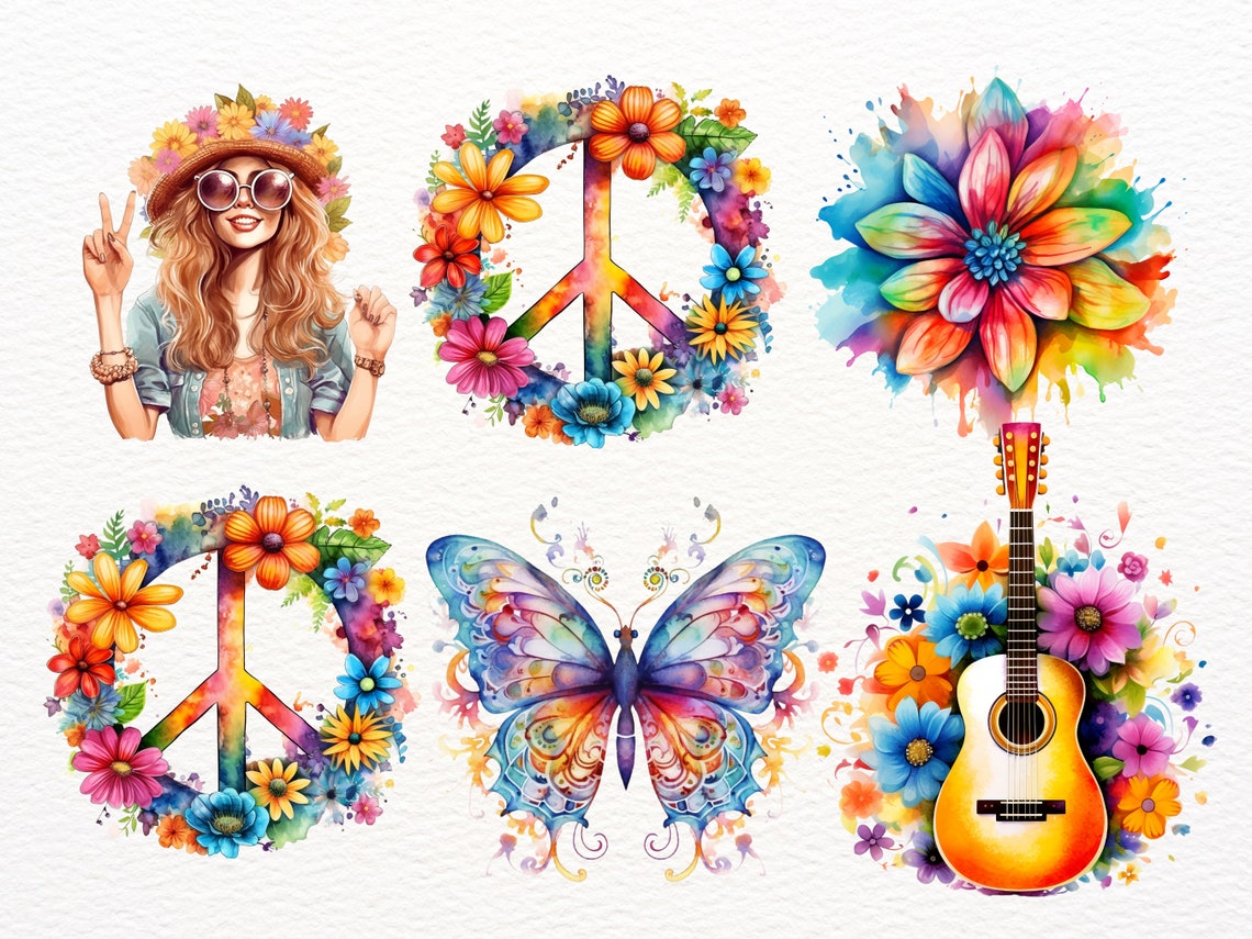 Hippie Png Designs Hippie Soul Png Graphics Groovy Png Etsy