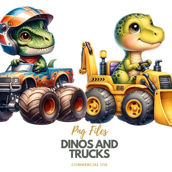 Monster Truck And T-Rex Dinosaur Png Sublimation Design, Tractor, construction, Truck Png, Extreme Vehicle Png, Monster Png, monstertruck