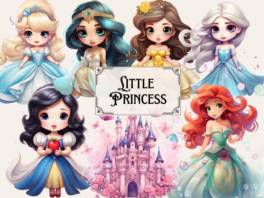 Little Princess Clipart, Watercolor Princess Clipart, Nursery Decor PNG ...