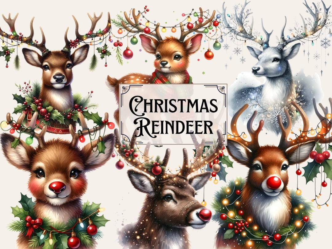 Weihnachten Rentier Junk Journal Kit, Hirsch Aquarell Weihnachten