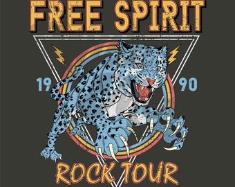 Free Spirit Leopard Png | Png Files for Sublimation | Leopard Png | Rock n Roll Png | World Tour Png | Sublimation Designs | Millie Moon