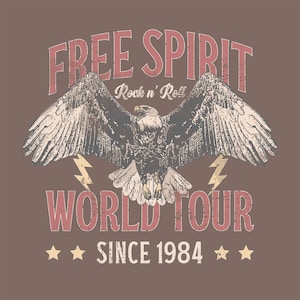 Free Spirit Png | Png Files for Sublimation | Eagle Png | Rock n Roll Png | Free Bird |  World Tour Png | Sublimation Design | Millie Moon