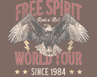 Free Spirit Png | Png Files for Sublimation | Eagle Png | Rock n Roll Png | Free Bird |  World Tour Png | Sublimation Design | Millie Moon