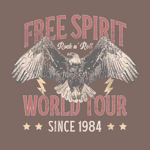 Free Spirit Png | Png Files for Sublimation | Eagle Png | Rock n Roll Png | Free Bird |  World Tour Png | Sublimation Design | Millie Moon