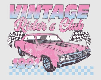 Vintage Rider's Club Png | Png Files for Sublimation | Vintage Car Png | Racing png | Car racing png | Sublimation Designs | Millie Moon