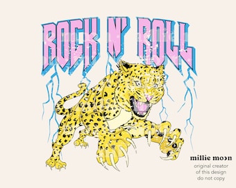 Rock n Roll Leopard Png | Png Files for Sublimation | Leopard Png | Rock n Roll Png | Sublimation Designs | Millie Moon