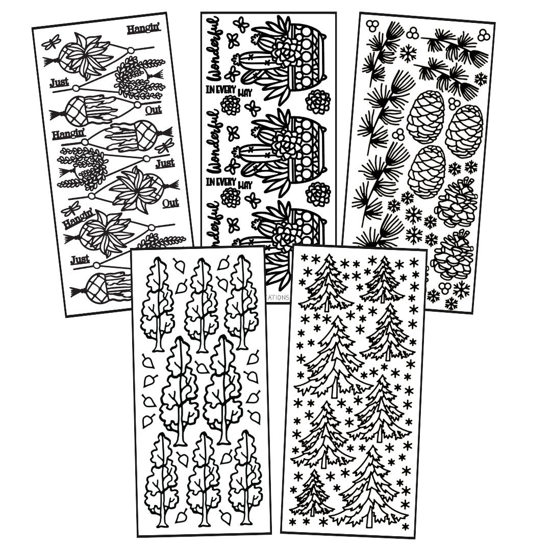 Sticker Outline Paper Plants Outline Sticker Bundle - Etsy