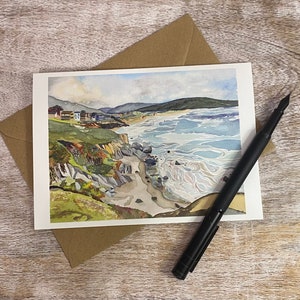 Cartes de voeux de Dillon Beach, aquarelles côtières, cartes de correspondance, peinture à l'aquarelle, carte de paysage océanique, estampes, notes, côte californienne