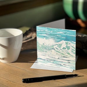Cartões de felicitações Wave ⎜"Riptide" Aquarelas costeiras, cartões de anotações, pintura em aquarela, cartão de paisagem oceânica, cartões de anotações, cartões de agradecimento