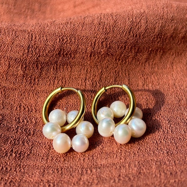 Orecchini perle a cerchio donna - Gioielli fatti a mano personalizzati - Idee regalo - Gioelli donna - Orecchini artiginali  fatti a mano