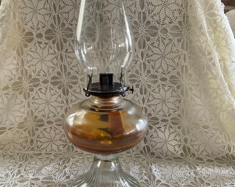 Vintage Glass Oil Lamp, Eagle burner, 18" tall