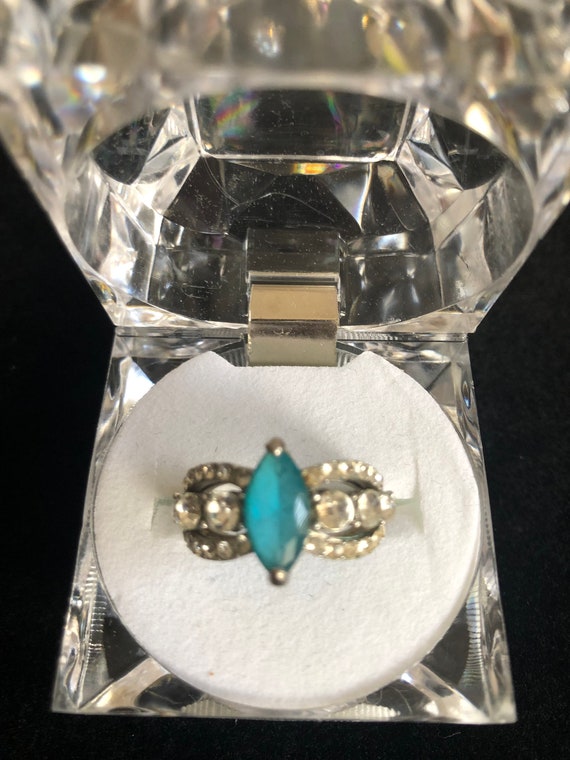 Vintage Cubic Zirconia Turquoise Marquis Ring