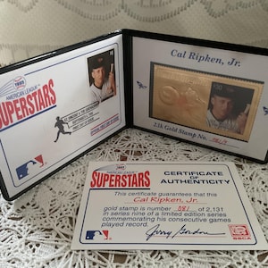 cal ripken jr limited edition card Ripken, Jr. Collectible 1995 Thumbs of Gold Trading Cards No duplicate cards in any individual 40 card album. 1995 American League Superstars Cal