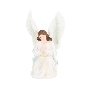 Guardian Angel w| Translucent White Wings & Gilded Accents | 7 Inch Resin Statue &#39;Angel Custodio&#39; New