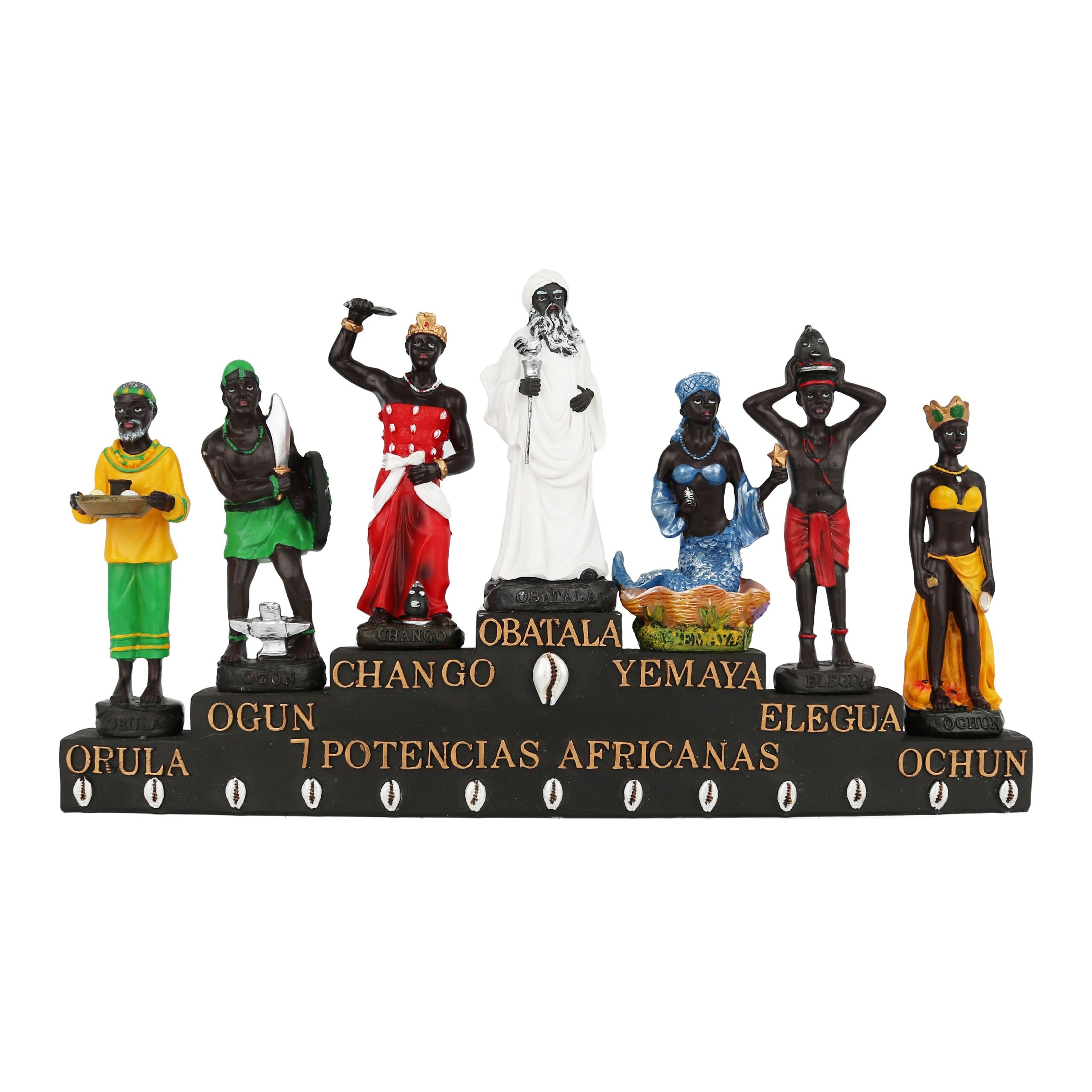 Siete Potencias Africanas Orisha 13.125 x 7.375 7 Inch Statue 7 African Powers Orula, Ogun, Chango, Obatala, Yemaya, Elegua, Ochun New