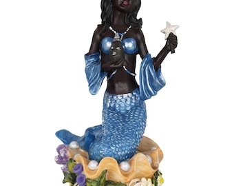 Orisha Yemaya with Starfish for Santeria Worship 10.5 Inch Resin Statue | Sea Goddess New