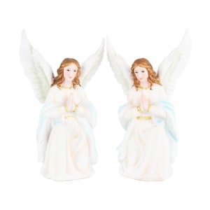Guardian Angels w| Translucent White Wings & Gilded Accents | 10 Inch Resin Statue &#39;Angel Custodio&#39; New