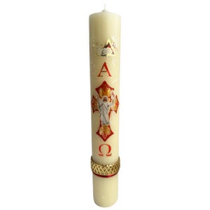 Easter Lent Paschal candle 10&quot; x 1.5&quot; Sticker Alpha Omega Risen Christ Cirio Pascual Con Sticker