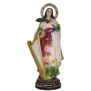 16  Inch Intricately Detailed Resin Figurine Of Santa Cecilia
