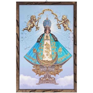Virgen San Juan de Los Lagos Cuadro Rustico 24 x 36 Inch | Our Lady of Saint John of the Lakes in Rustic Wood Frame New