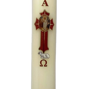 9.5 x 1 Inch Intricately Detailed Paraffin& Wax Cirio Pascual Sticker Alpha Omega Risen Jesus  Pascual Candle Semana Santa