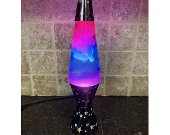 Vintage Original Lava Lamp Dark Sky Stars  Schylling Psychedelic Colors 14"