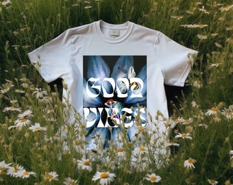 Good Vibes T-shirt. Groovy Retro Tee. Flower Artsy Shirt.